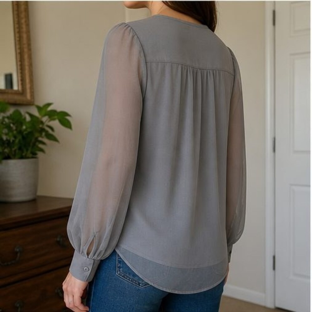 Gray Ruffle Blouse - Picture 3 of 6
